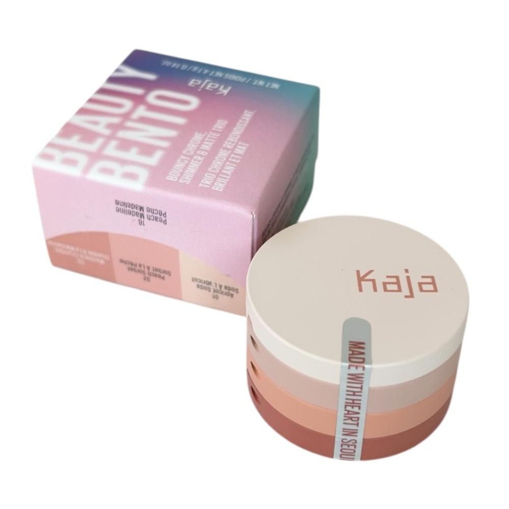 Beauty Bento, Bouncy Chrome, Shimmer & Matte Eyeshadow Trio, 16 Peach Madeline